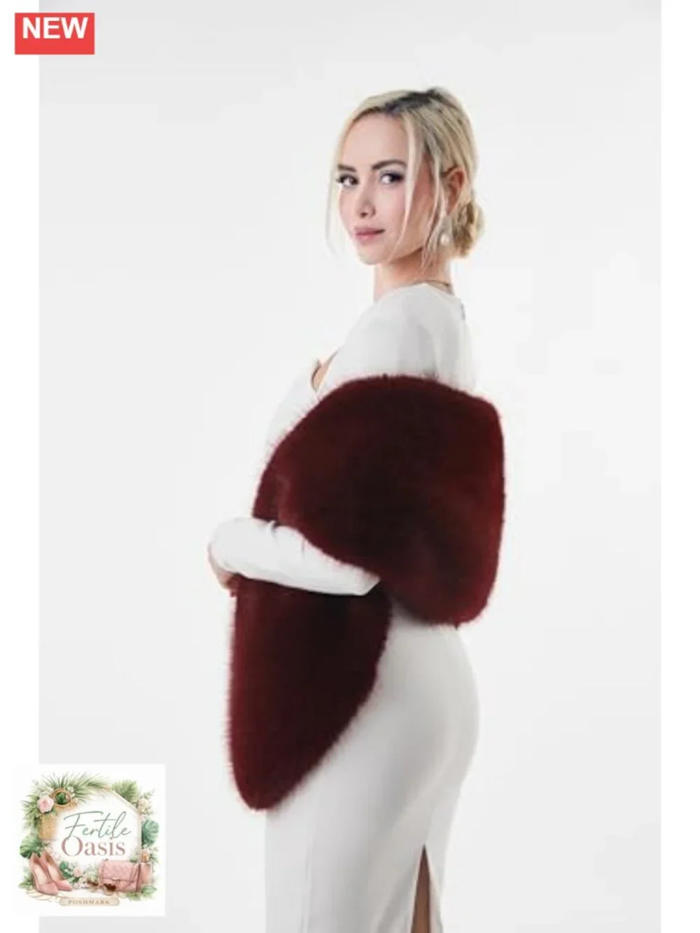 Women's Faux Fur Wrap Shawl Cape Winter Evening Party
